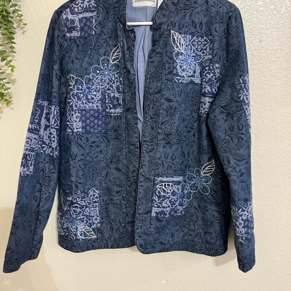 Alfred Dunner Blue Patchwork Embroidered Jacket W… - image 5